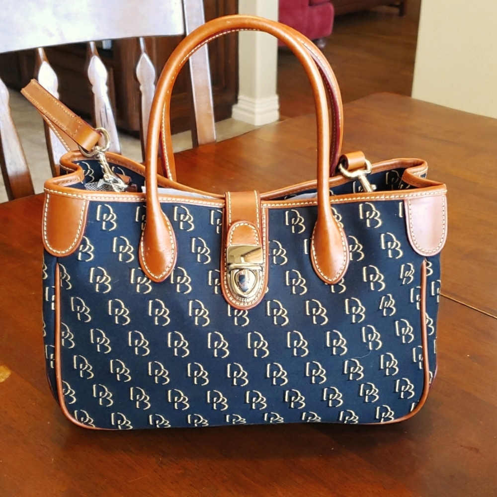 Classic Black and Tan Canvas Shoulder Bag